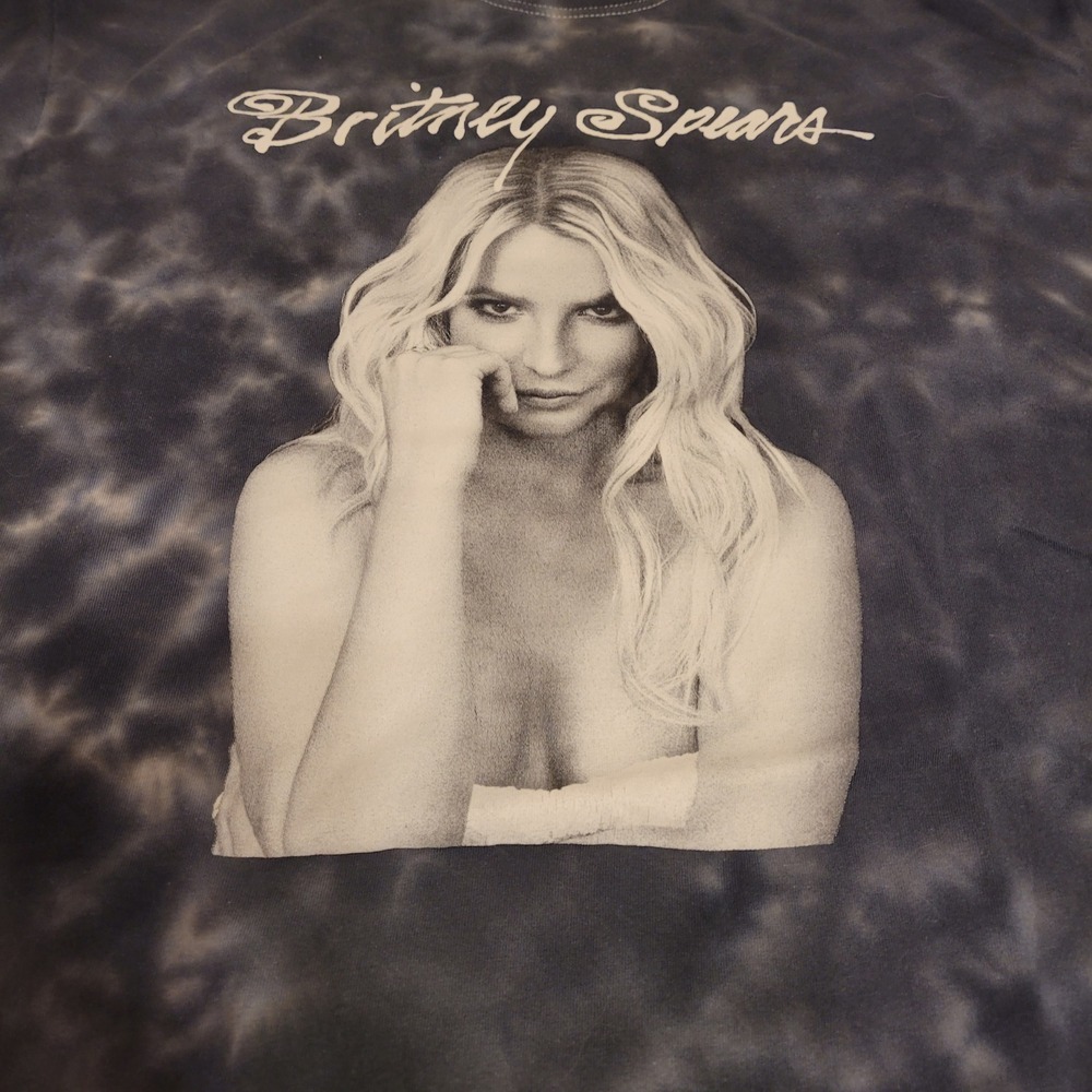 Britney Spears Graphic T-Shirt Womens 1X Blue Tie Dye Portrait Short Sleeve Tee